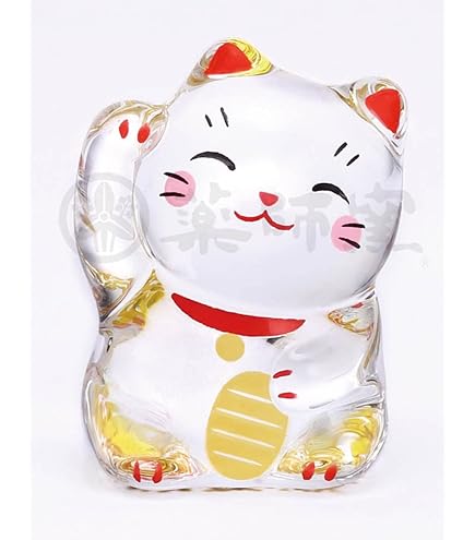 Amazon.co.jp: 薬師窯(yakushigama) クリスタル 招き猫(右手上げ